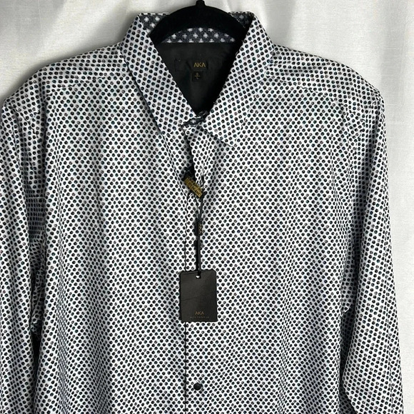 A.K.A.  silk look dress shirt .Small,MED,LG ,1X., two tone contrasting cuff - Picture 4 of 11